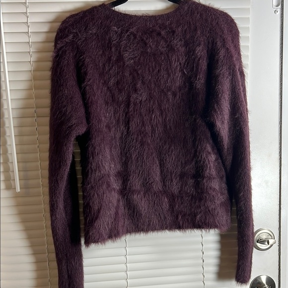 A082 DKNY Purple Crew Neck Fuzzy Sweater - Picture 3 of 3
